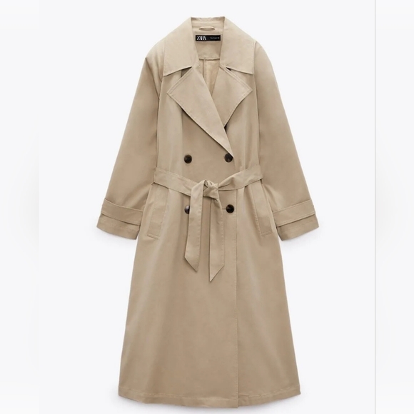 NWT Sz XS ZARA BASIC BELTED TRENCH COAT BEIGE - REF 8372/037  $119 - Picture 1 of 7